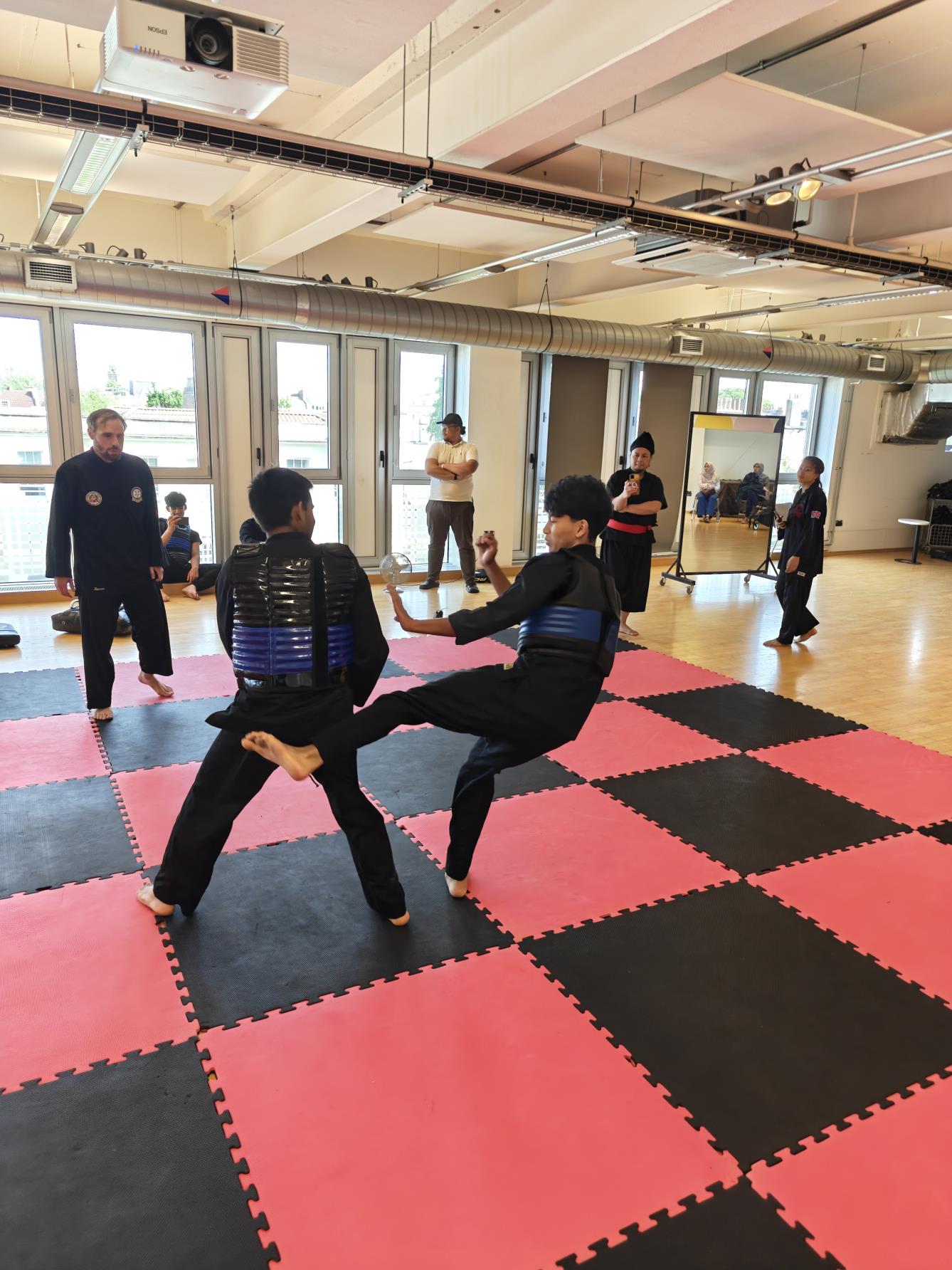 Junior students sparring during the Tanding workshop at the Bristol Silat Seminar